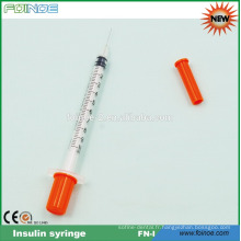 seringue en plastique à base d&#39;étain à insuline jetable avec aiguille